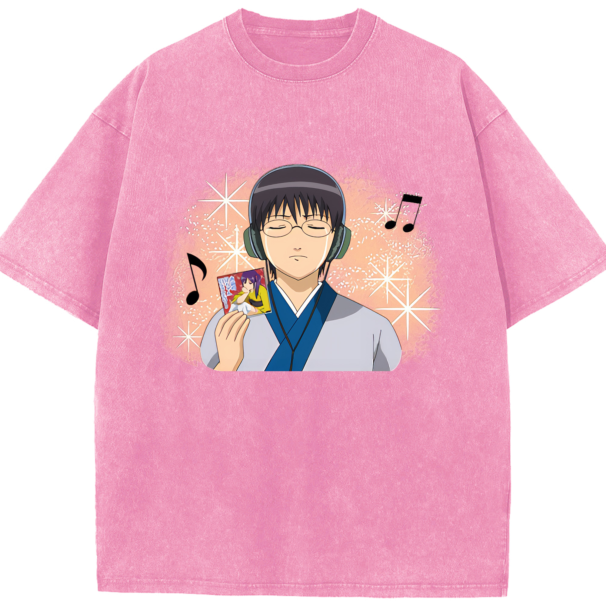 （画像用） ぎんたま 坂田銀時（さかたぎんとき） 神楽 志村新八（しむら しんぱち） GINTAMA Sakata Gintoki Kagura Shimura Shinpachi 綿100% ヴィンテージ風 半袖Tシャツ（フロントプリント）